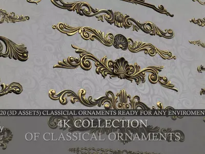 Collection Of Classical Ornaments   Low-poly 3D model
