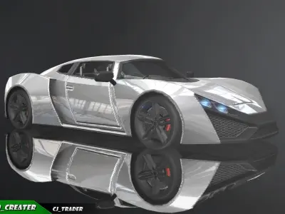 Lowpoly Bugatti Chiron Racing Car 3D Model Low-poly 3D model