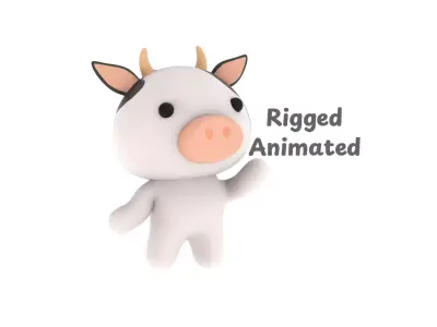 Chubby Cow Animated for Games Low-poly 3D model
