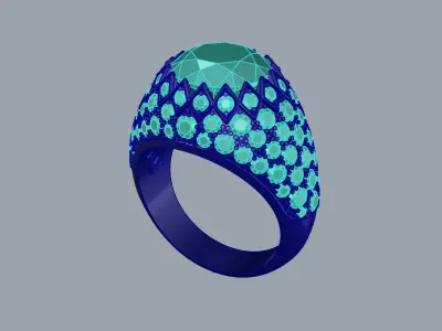 Luxury Crown Style Ring with Pave Setting JDBCo 3D print model