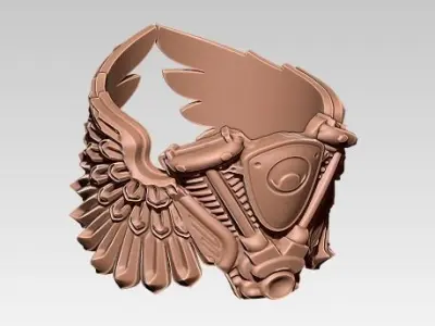 Flying Wings Engine Moto Biker Ring ver 2 3D print model