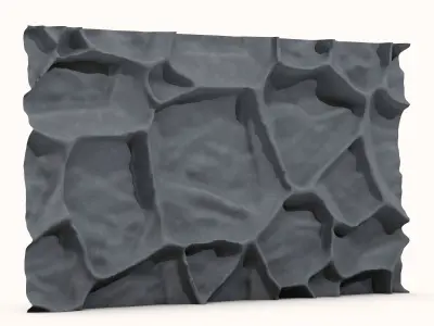 Heavy Stone Block Wall Detail 3D model