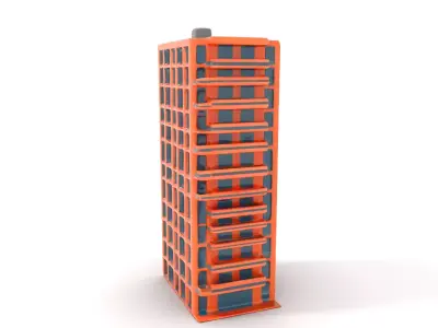 Modern Orange Skyscraper model pack Low-poly 3D model