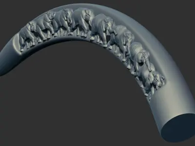 elephants scenes carved ivory tusk 3d printable model cnc 3D print model