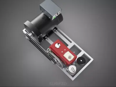 DIESEL STARTER ELECTRIC FLYWHEEL POWER GENERATOR MOTOR SETUP SET 3D model