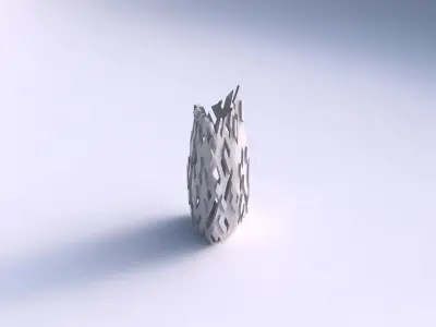 Vase curved tipping triangle 2 with cuts and bulges 3D print model