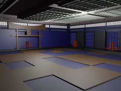 Dojo Fighting Hall Low-poly 3D model