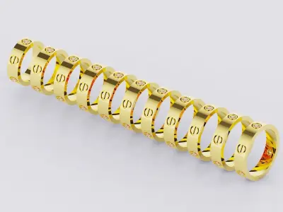 Wedding rings Love Collection All Sizes 3 Stones Version 2  3D print model