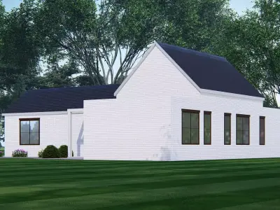 American Exterior House Design Classic Modern Country Home 3D model