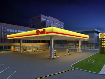 shell gas station 3D model