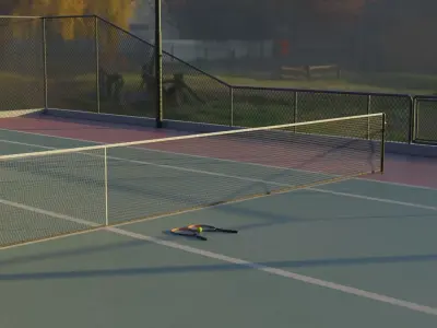 Tennis Court  Low-poly 3D model