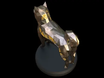 Steampunk Shiba Inu Dog Low-poly 3D model
