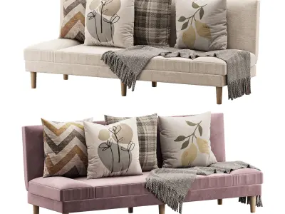 Armless Foldable Convertible Sofa 3D model