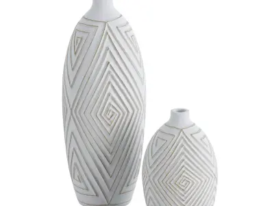 Gold Brushed Pattern Vases 3D model