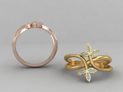 Minimal Flower diamond ring 149-MW 3D print model