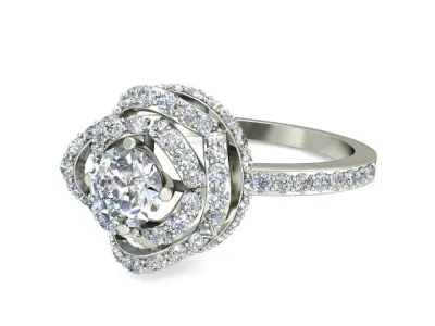 white gold engagement ring Free 3D print model