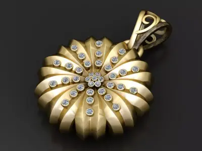 Spiral Bloom Diamond Pendant 3D print model