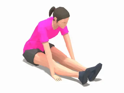 sitting leg raises Exercise Woman Animation Low-poly 3D model