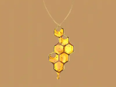 Honey earrings and necklace 3d print model 3D model