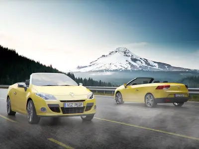 Yellow cabriolet 3D model