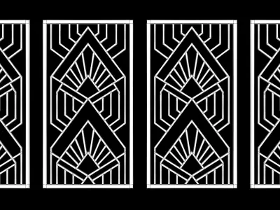 Decorative gold plaster partition screen with geometric pattern 3D model shop