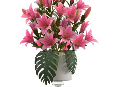 bouquet of pink lilies 3D model