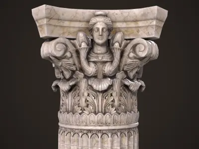 Corinthian Order Hight Low Poly Low-poly 3D model