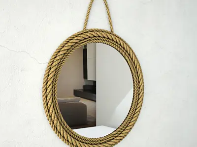Round Jute Mirror by ZARA HOME 3D model