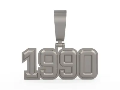 Model 1170 Number 1990 Necklace Curved With Border 3D print model