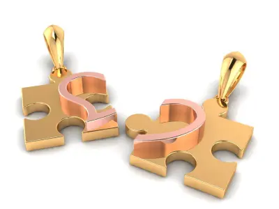 Pendant P14 The luxury Double pendant puzzle heart 3D print model