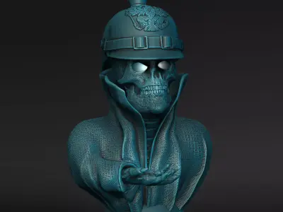 Skull lamp with pimple hat  open eyes 3D print model