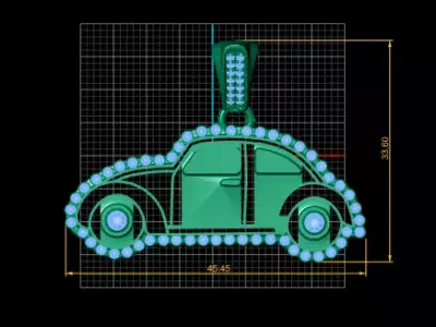 Golden Retro Car Pendant   Luxury Vehicle Jewelry 3D Model  3D print model