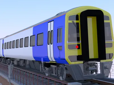 Viaduct with passenger train 3D model