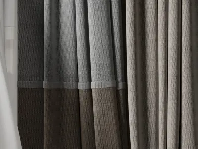 curtains when open window 04 HBH Low-poly 3D model