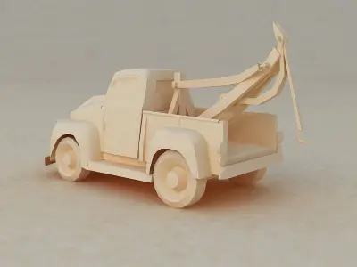 Origami cartoon trailers toy cars style trailers 3D model
