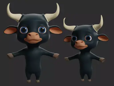 Bull Cartoon Low-poly 3D model