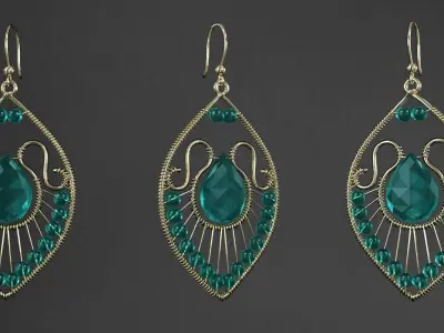 earrings peacock 3D model