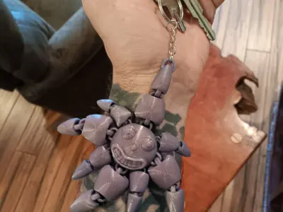 smiling sun keychain - flexi fidget toy 3D print model