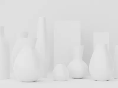 Vase decoration set  Low-poly 3D model