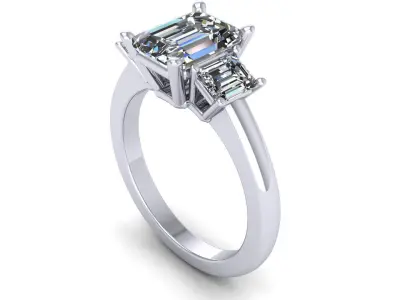 Three Stone Wedding Bend Ring  3D print model