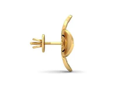 Earring 3dm STL OBJ FBX Render Details pair of gold flower st... 3D print model