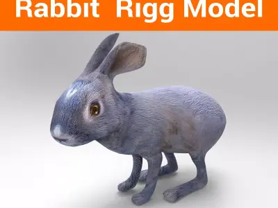 3d Police rabbit Rigged Low poly model Low-poly 3D model purchase