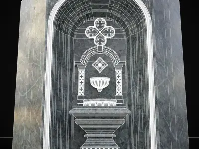 Marble Wall Fountain Low-poly 3D model