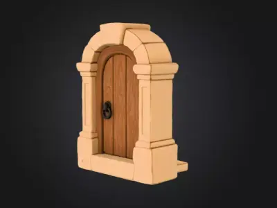 Wooden Archway Doorway Low-poly 3D model