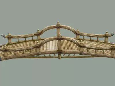 Wooden Medieval Bamboo Bridge 03 Low Poly 3D Model Low-poly 3D model