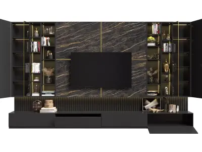 Modern Luxury TV Wall Unit 3D Model 3D model