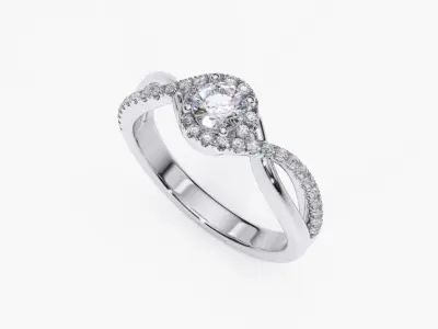ZDR0151 diamond engagement ring gold 3D print model