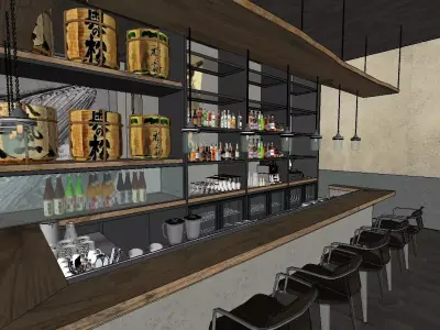 Asian style hotel and Chinese restaurant 3D model