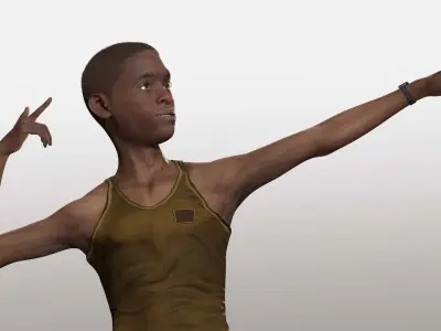 African Boy with Repairman cloth Low-poly 3D model