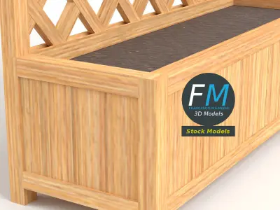 Wooden trellis panel with planter 3D model